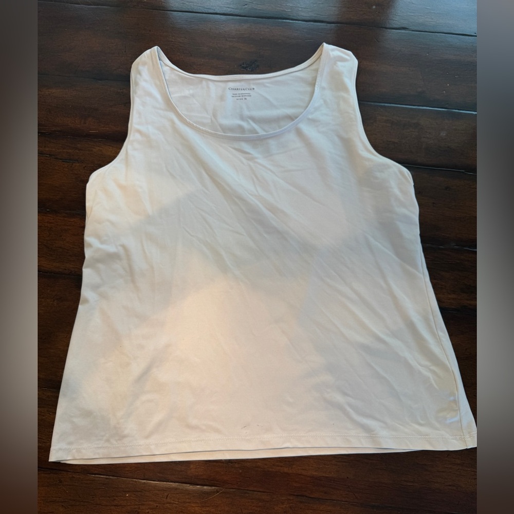 Charter Club White Tank Top- Size XL - Picture 2 of 11